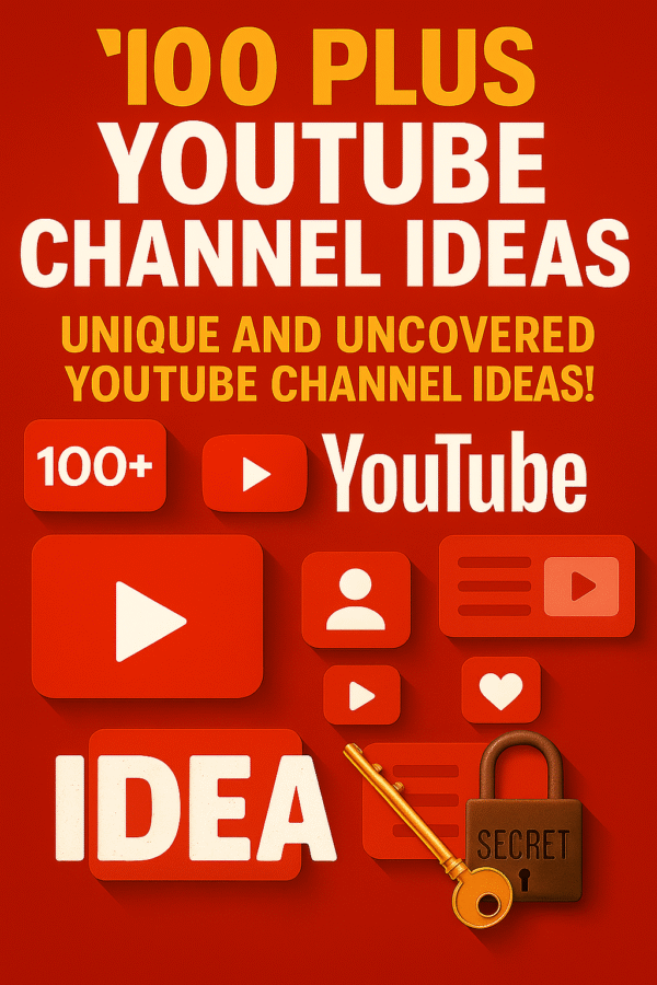 100 PLUS UNIQUE YOUTUBE CHANNEL IDEA